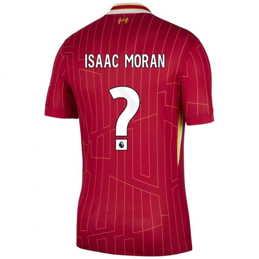 Hombre Camiseta Isaac Moran #0 Rojo Amarillo Blanco 1ª Equipación 2024/25 La Camisa