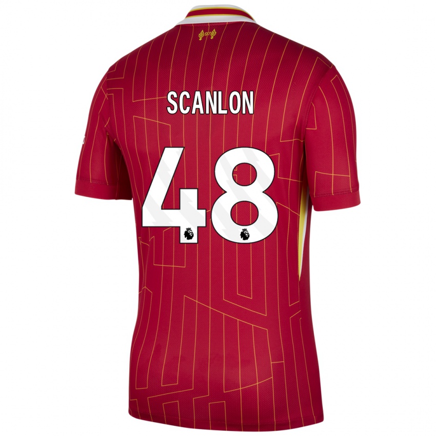 Hombre Camiseta Calum Scanlon #48 Rojo Amarillo Blanco 1ª Equipación 2024/25 La Camisa