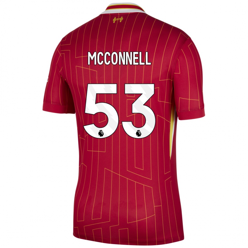 Hombre Camiseta James Mcconnell #53 Rojo Amarillo Blanco 1ª Equipación 2024/25 La Camisa