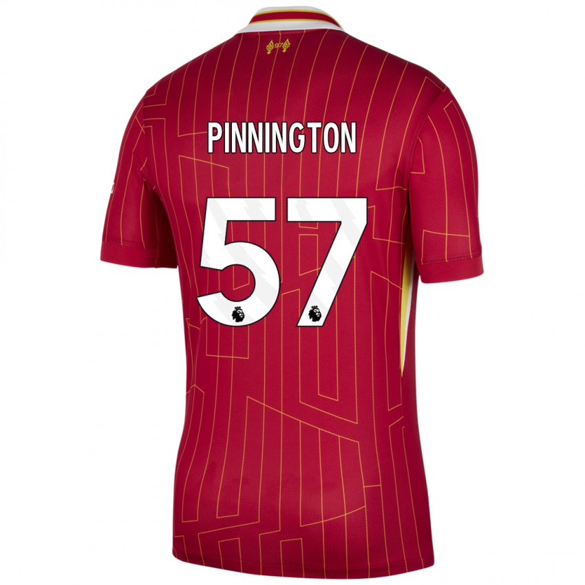 Hombre Camiseta Carter Pinnington #57 Rojo Amarillo Blanco 1ª Equipación 2024/25 La Camisa