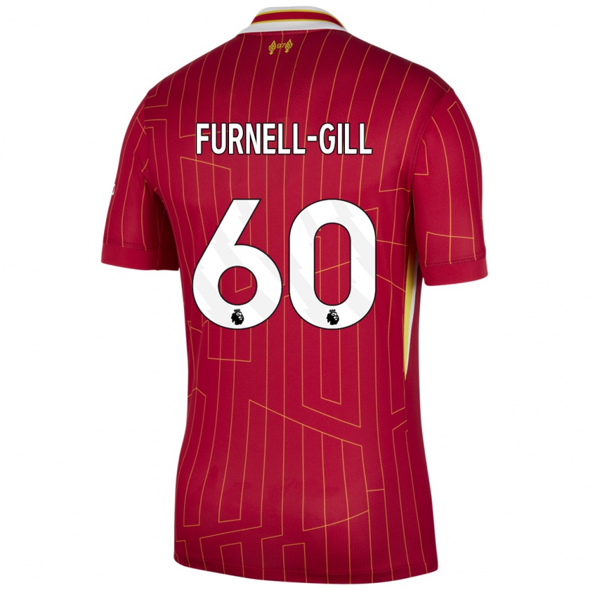 Hombre Camiseta Luca Furnell-Gill #60 Rojo Amarillo Blanco 1ª Equipación 2024/25 La Camisa