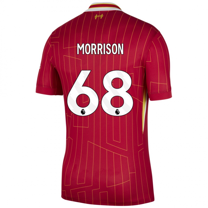 Hombre Camiseta Kieran Morrison #68 Rojo Amarillo Blanco 1ª Equipación 2024/25 La Camisa