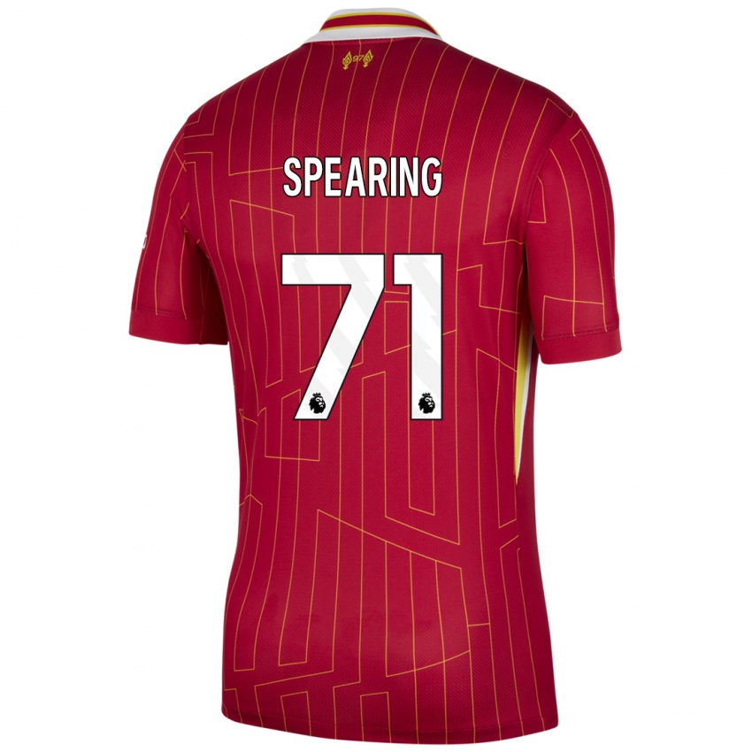 Hombre Camiseta Jay Spearing #71 Rojo Amarillo Blanco 1ª Equipación 2024/25 La Camisa