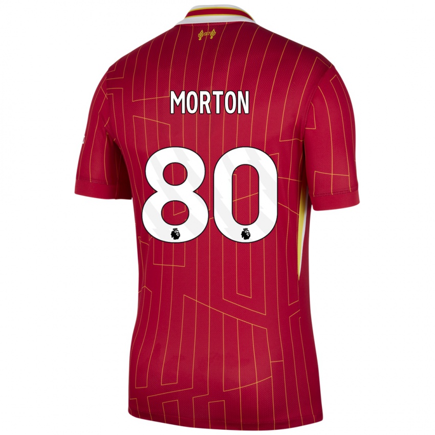 Hombre Camiseta Tyler Morton #80 Rojo Amarillo Blanco 1ª Equipación 2024/25 La Camisa