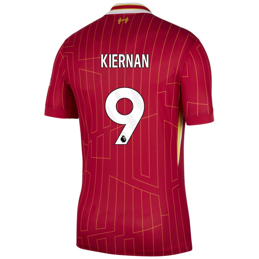 Hombre Camiseta Leanne Kiernan #9 Rojo Amarillo Blanco 1ª Equipación 2024/25 La Camisa