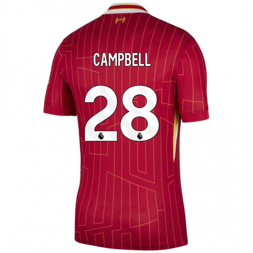 Hombre Camiseta Megan Campbell #28 Rojo Amarillo Blanco 1ª Equipación 2024/25 La Camisa