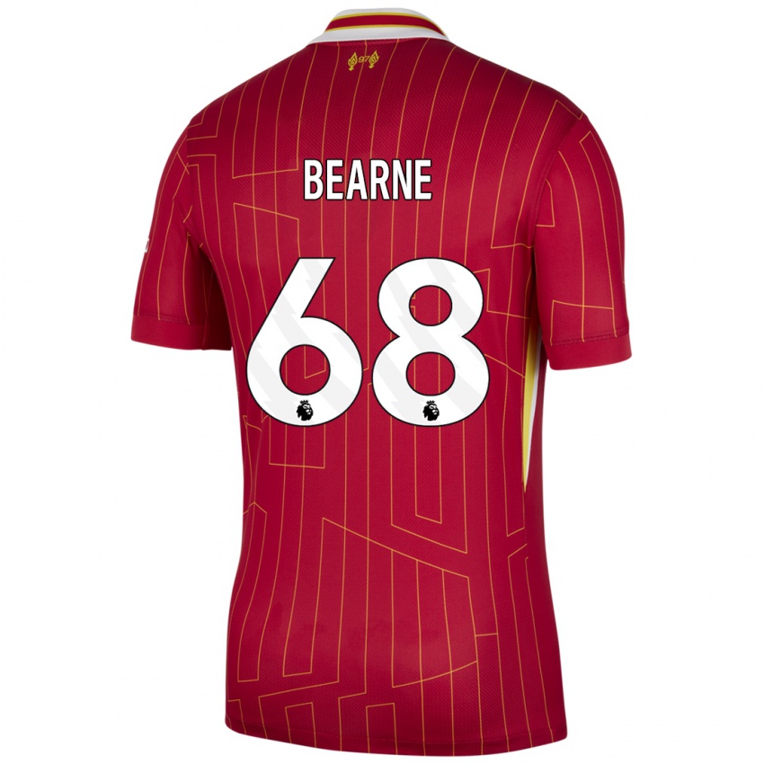 Hombre Camiseta Jack Bearne #68 Rojo Amarillo Blanco 1ª Equipación 2024/25 La Camisa