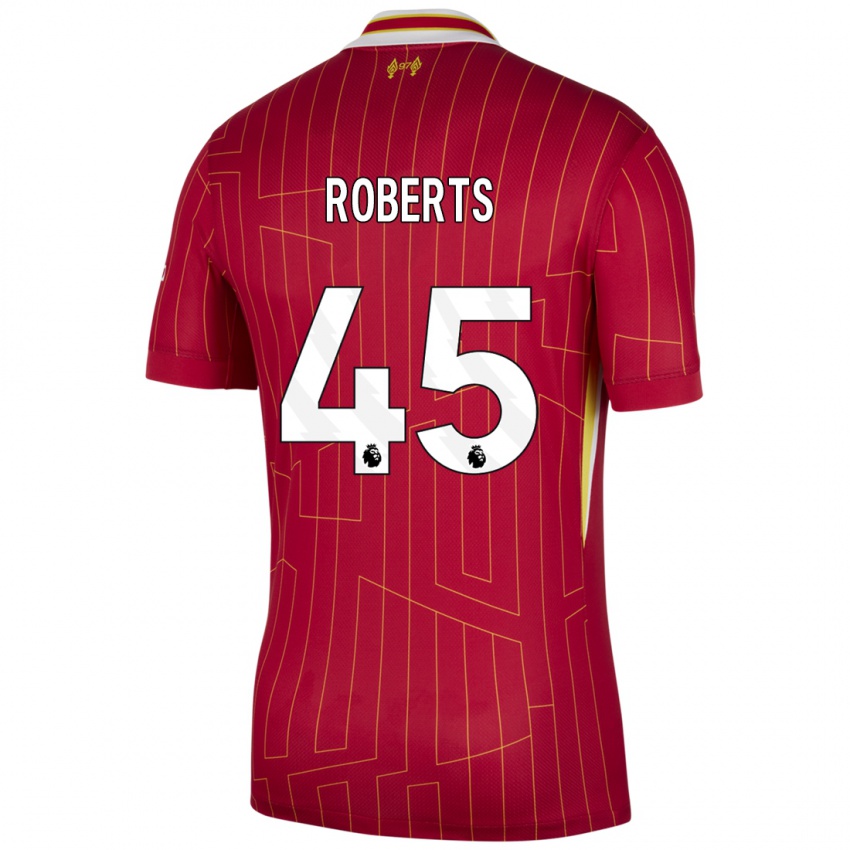 Hombre Camiseta Iwan Roberts #45 Rojo Amarillo Blanco 1ª Equipación 2024/25 La Camisa