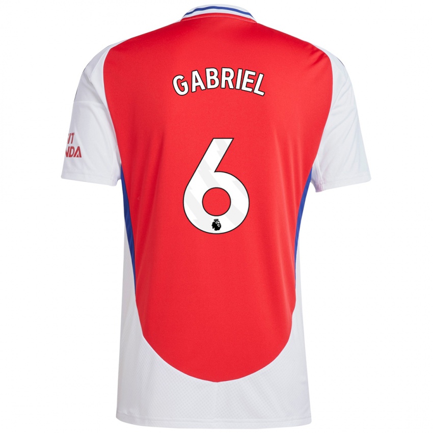 Hombre Camiseta Gabriel Magalhaes #6 Rojo Blanco 1ª Equipación 2024/25 La Camisa