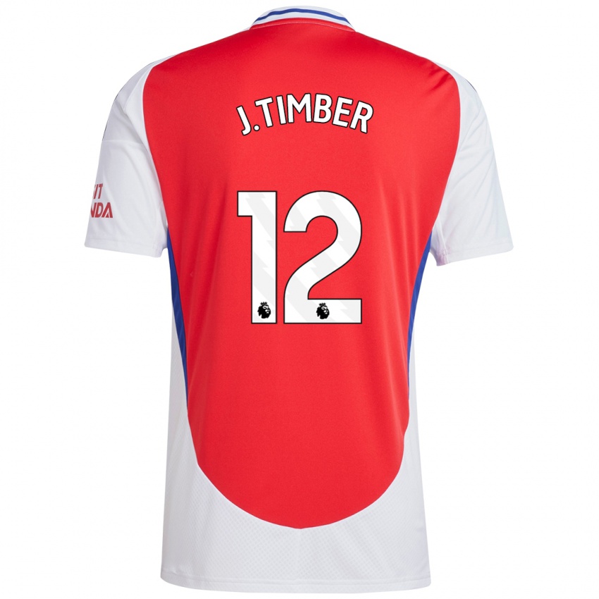 Hombre Camiseta Jurrien Timber #12 Rojo Blanco 1ª Equipación 2024/25 La Camisa