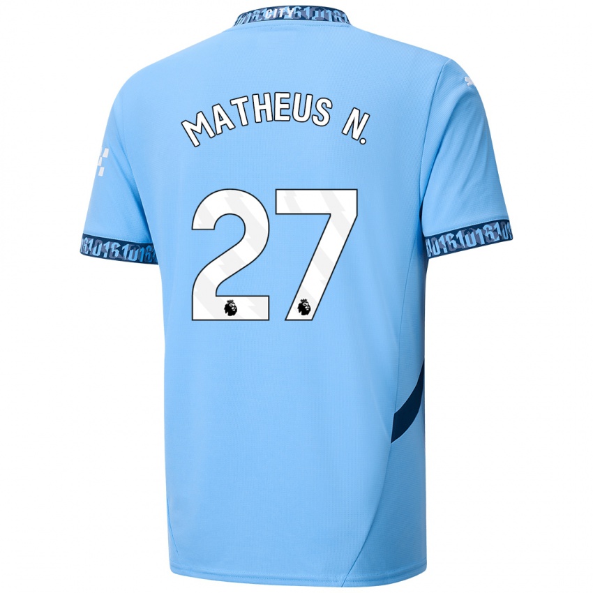 Hombre Camiseta Matheus Nunes #27 Azul Marino 1ª Equipación 2024/25 La Camisa