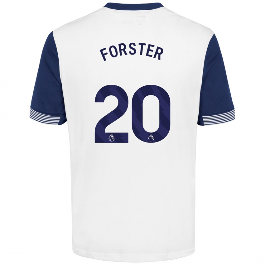 Hombre Camiseta Fraser Forster #20 Blanco Azul 1ª Equipación 2024/25 La Camisa