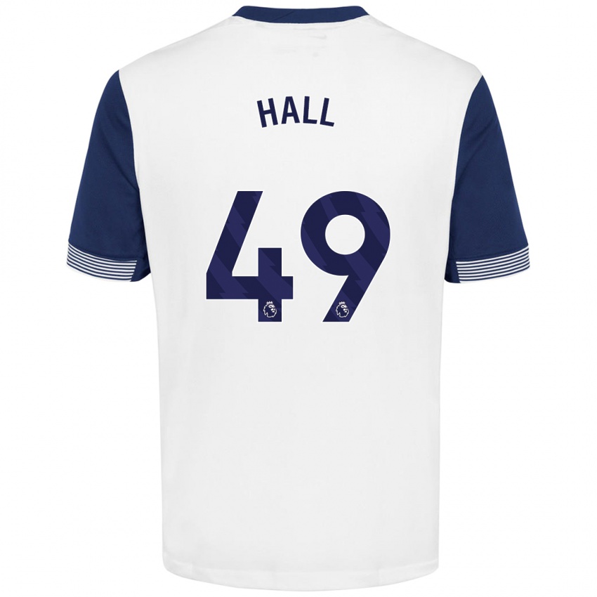 Hombre Camiseta Tyrese Hall #49 Blanco Azul 1ª Equipación 2024/25 La Camisa