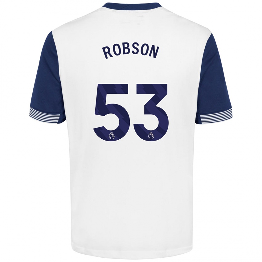 Hombre Camiseta Max Robson #53 Blanco Azul 1ª Equipación 2024/25 La Camisa