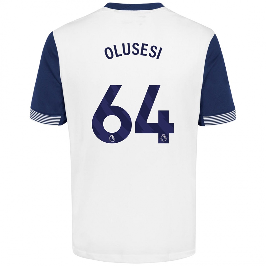 Hombre Camiseta Callum Olusesi #64 Blanco Azul 1ª Equipación 2024/25 La Camisa