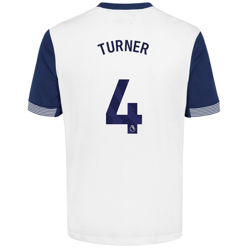 Hombre Camiseta Amy Turner #4 Blanco Azul 1ª Equipación 2024/25 La Camisa