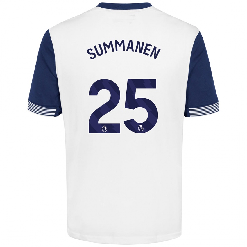 Hombre Camiseta Eveliina Summanen #25 Blanco Azul 1ª Equipación 2024/25 La Camisa