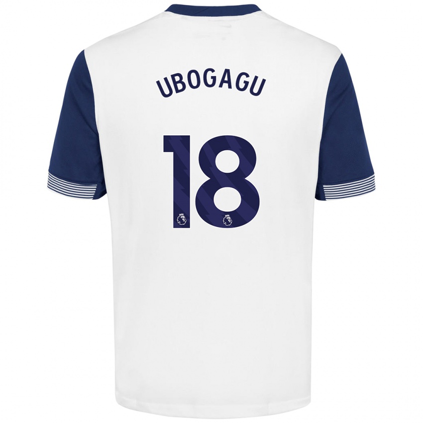 Hombre Camiseta Chioma Ubogagu #18 Blanco Azul 1ª Equipación 2024/25 La Camisa