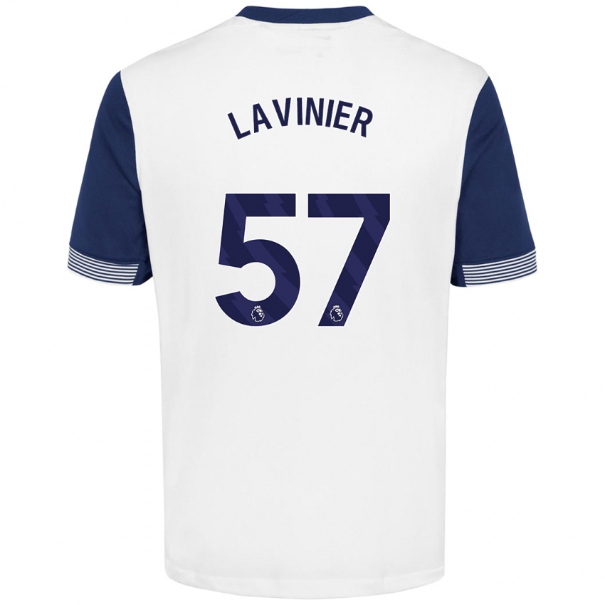 Hombre Camiseta Marcel Lavinier #57 Blanco Azul 1ª Equipación 2024/25 La Camisa