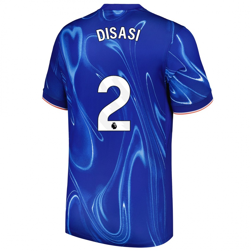 Hombre Camiseta Axel Disasi #2 Azul Blanco 1ª Equipación 2024/25 La Camisa