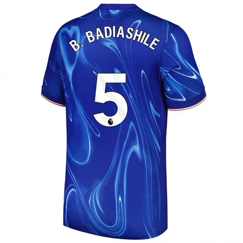 Hombre Camiseta Benoît Badiashile #5 Azul Blanco 1ª Equipación 2024/25 La Camisa