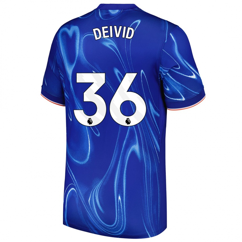 Hombre Camiseta Deivid Washington #36 Azul Blanco 1ª Equipación 2024/25 La Camisa