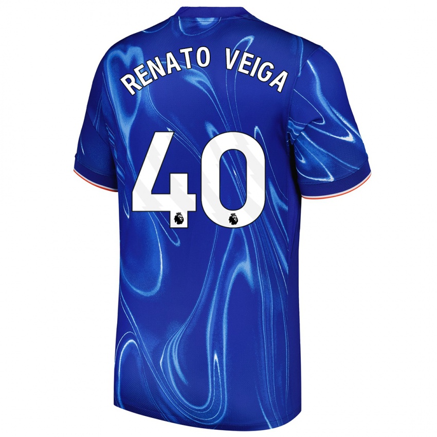 Hombre Camiseta Renato Veiga #40 Azul Blanco 1ª Equipación 2024/25 La Camisa