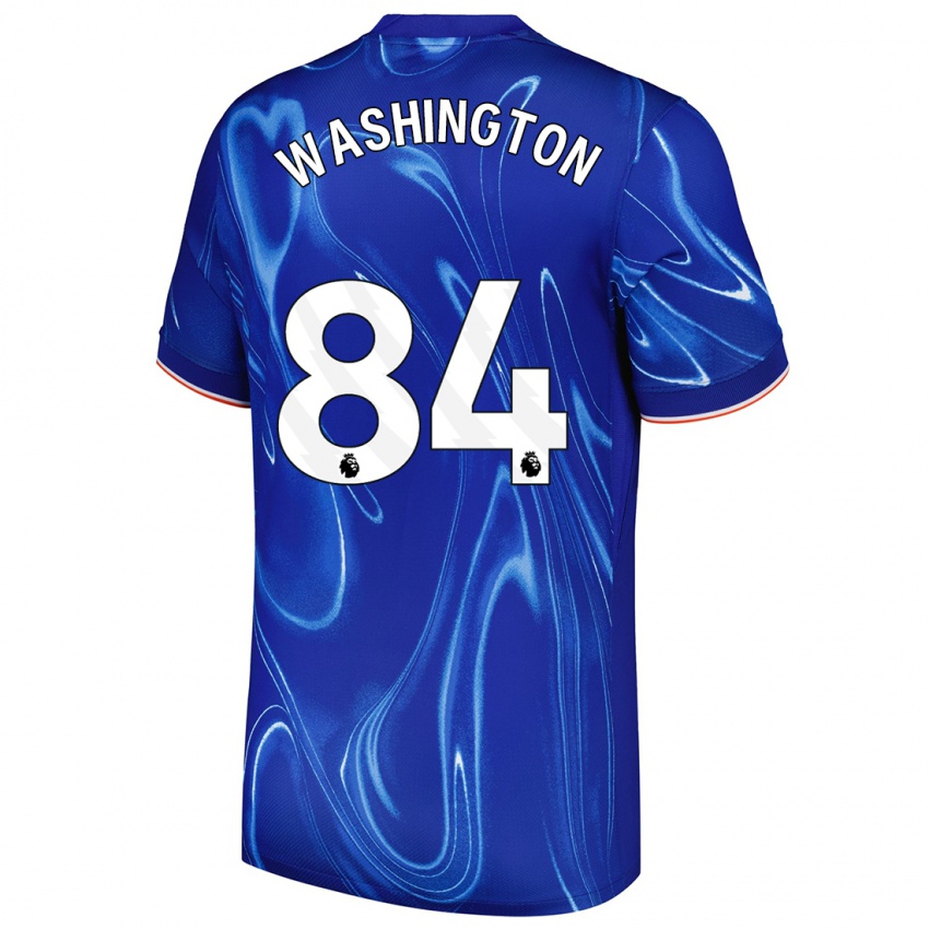 Hombre Camiseta Marcell Washington #84 Azul Blanco 1ª Equipación 2024/25 La Camisa