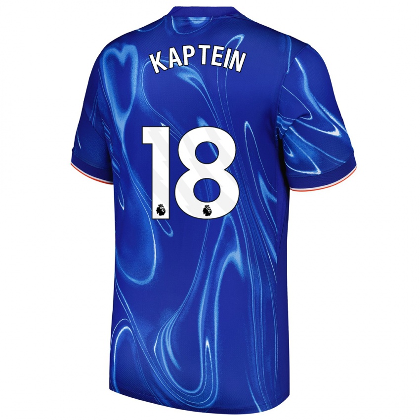 Hombre Camiseta Wieke Kaptein #18 Azul Blanco 1ª Equipación 2024/25 La Camisa