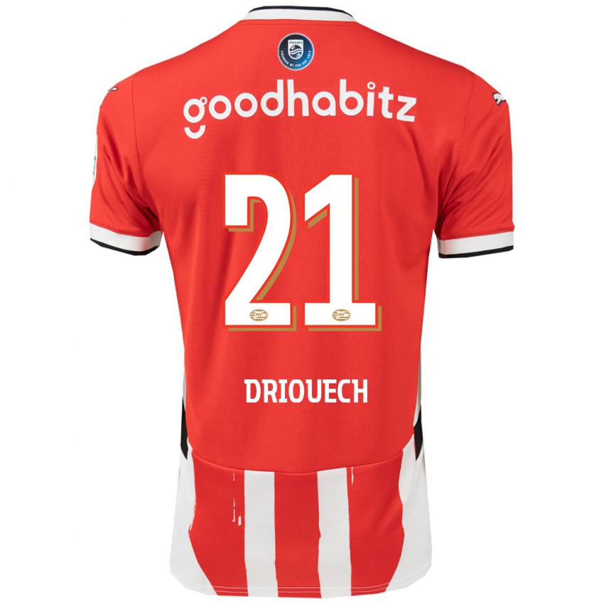 Hombre Camiseta Couhaib Driouech #21 Rojo Blanco 1ª Equipación 2024/25 La Camisa