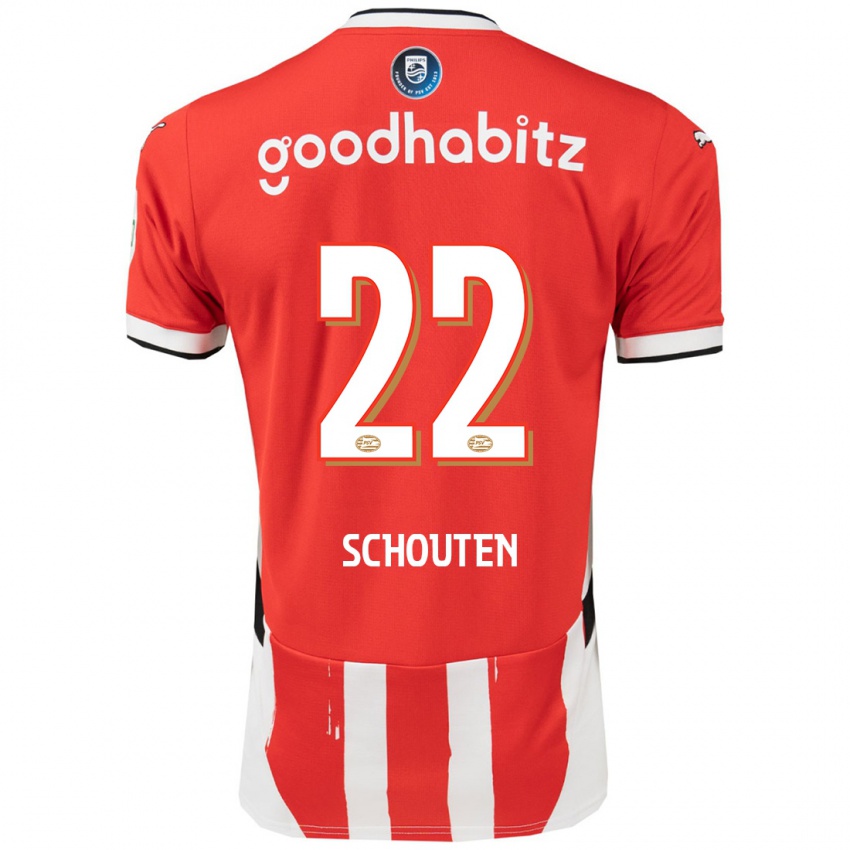 Hombre Camiseta Jerdy Schouten #22 Rojo Blanco 1ª Equipación 2024/25 La Camisa