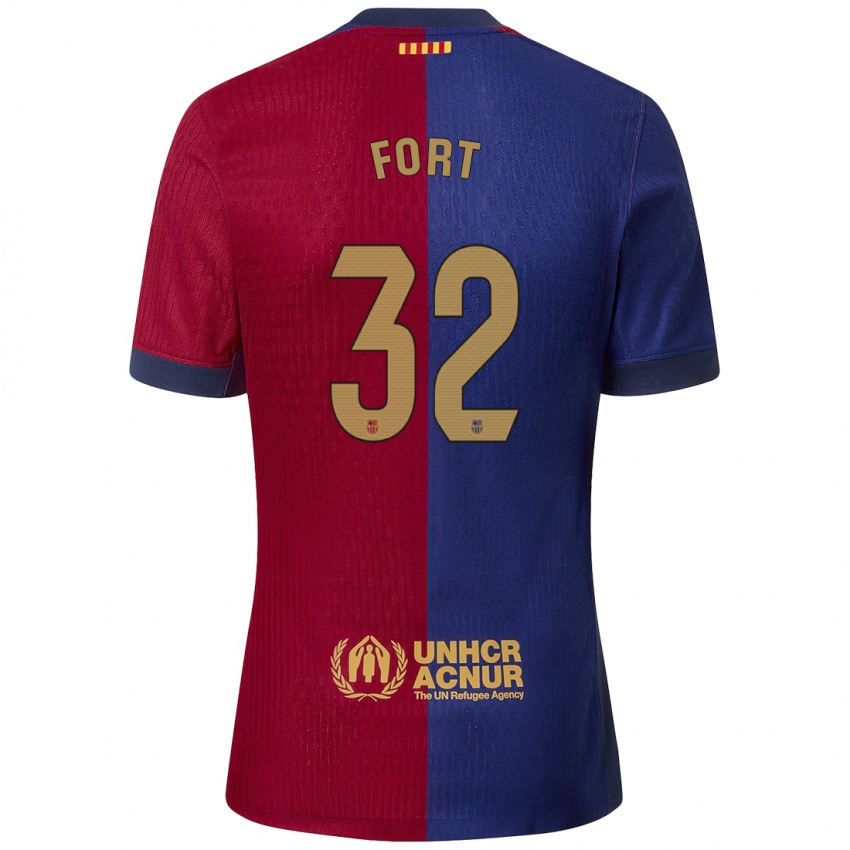 Hombre Camiseta Héctor Fort #32 Azul Rojo 1ª Equipación 2024/25 La Camisa