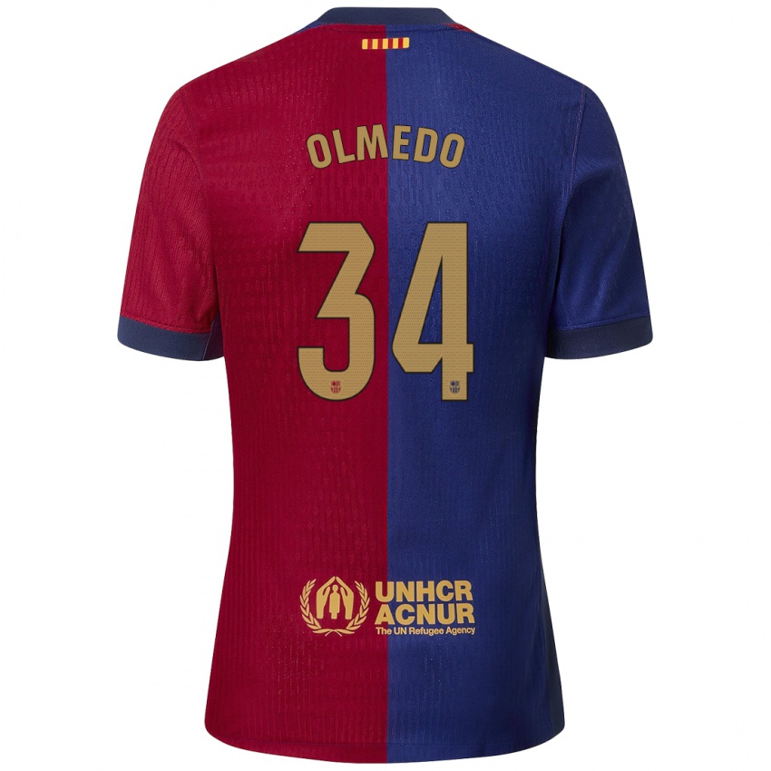 Hombre Camiseta Alexis Olmedo #34 Azul Rojo 1ª Equipación 2024/25 La Camisa