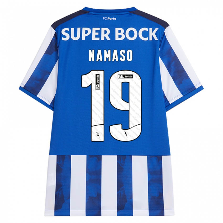 Hombre Camiseta Danny Namaso #19 Azul Blanco 1ª Equipación 2024/25 La Camisa