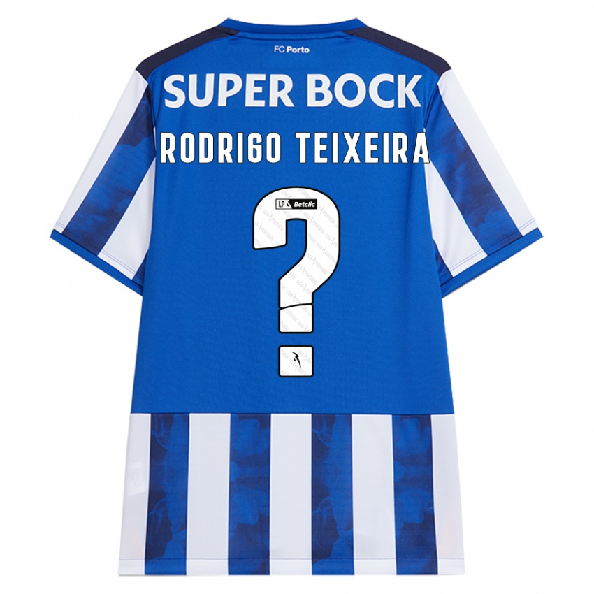 Hombre Camiseta Rodrigo Teixeira #0 Azul Blanco 1ª Equipación 2024/25 La Camisa