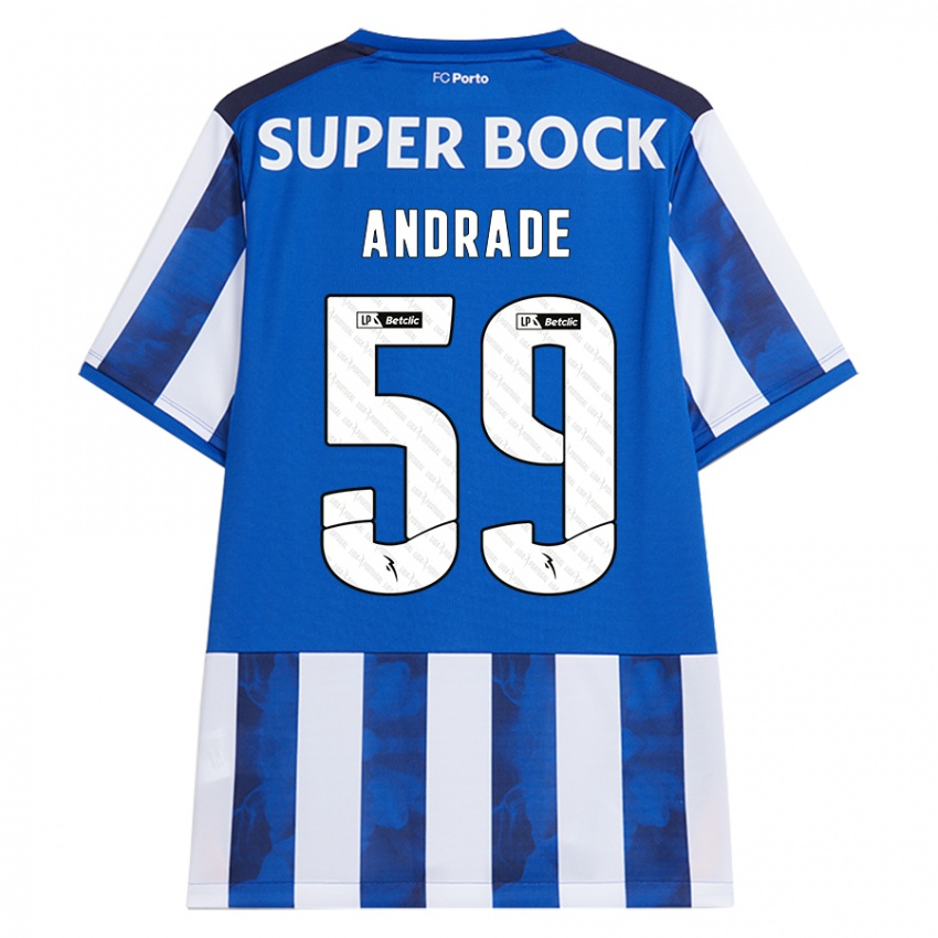 Hombre Camiseta Tiago Andrade #59 Azul Blanco 1ª Equipación 2024/25 La Camisa