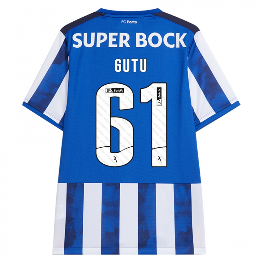 Hombre Camiseta Denis Gutu #61 Azul Blanco 1ª Equipación 2024/25 La Camisa