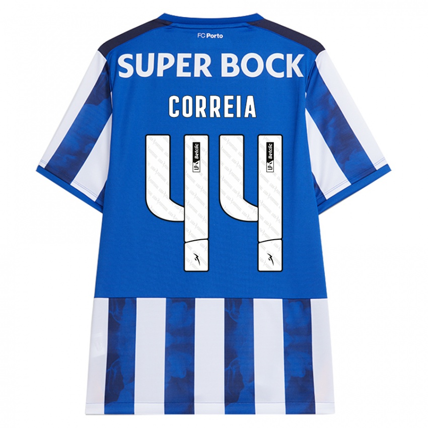 Hombre Camiseta Romain Correia #44 Azul Blanco 1ª Equipación 2024/25 La Camisa