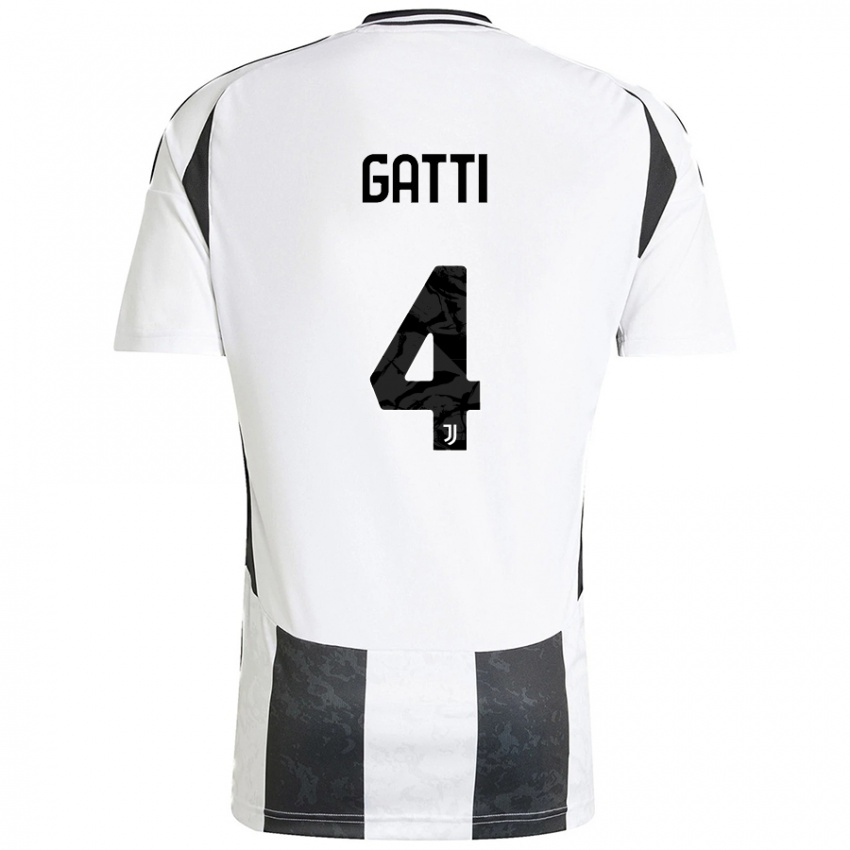 Hombre Camiseta Federico Gatti #4 Blanco Negro 1ª Equipación 2024/25 La Camisa