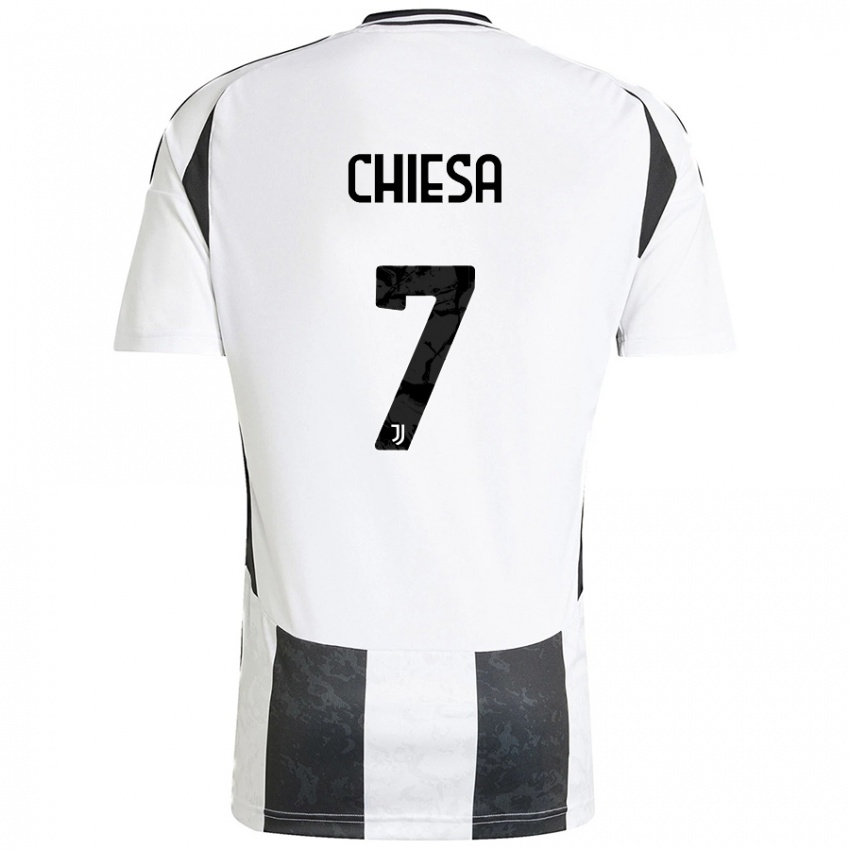 Hombre Camiseta Federico Chiesa #7 Blanco Negro 1ª Equipación 2024/25 La Camisa