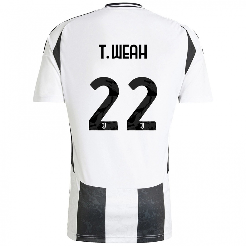 Hombre Camiseta Timothy Weah #22 Blanco Negro 1ª Equipación 2024/25 La Camisa