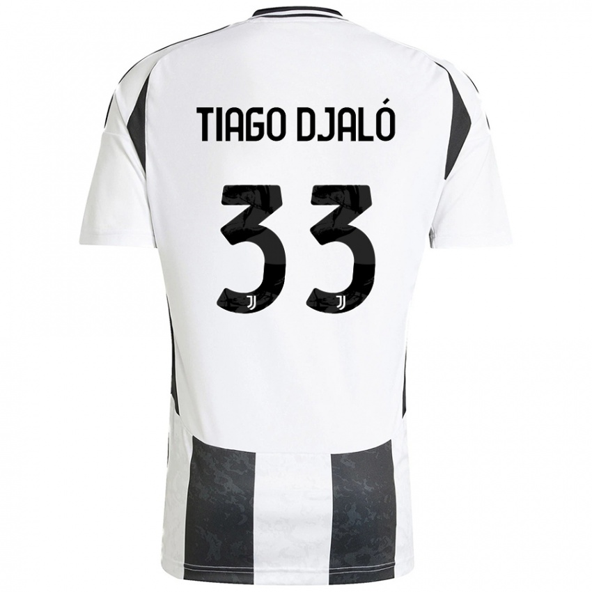 Hombre Camiseta Tiago Djalo #33 Blanco Negro 1ª Equipación 2024/25 La Camisa