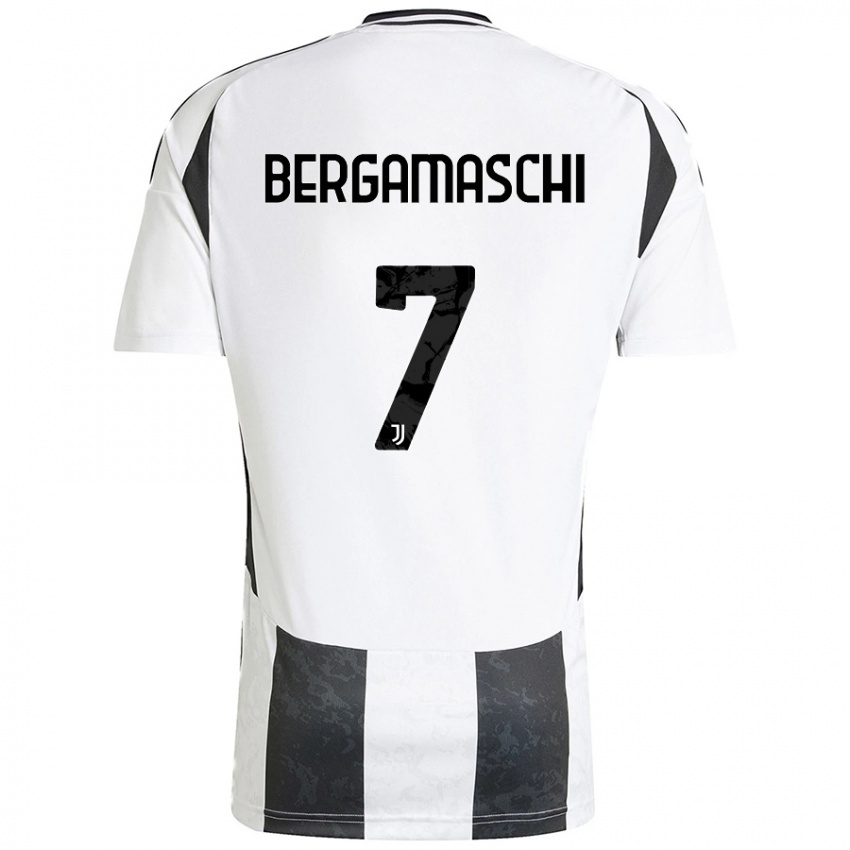 Hombre Camiseta Valentina Bergamaschi #7 Blanco Negro 1ª Equipación 2024/25 La Camisa