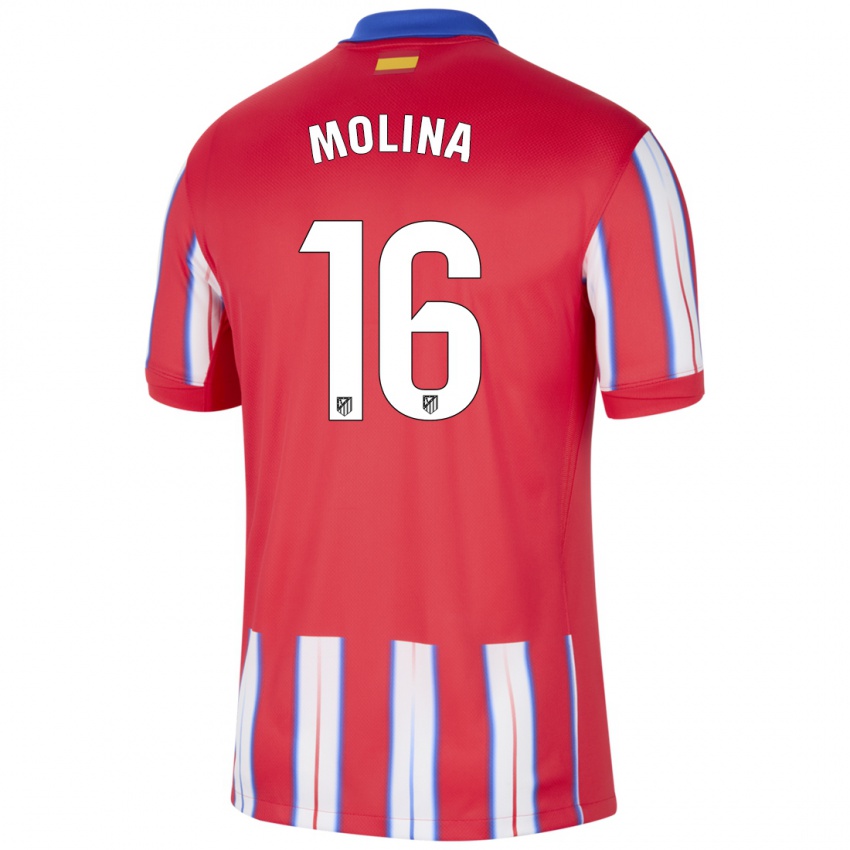 Hombre Camiseta Nahuel Molina #16 Rojo Blanco Azul 1ª Equipación 2024/25 La Camisa