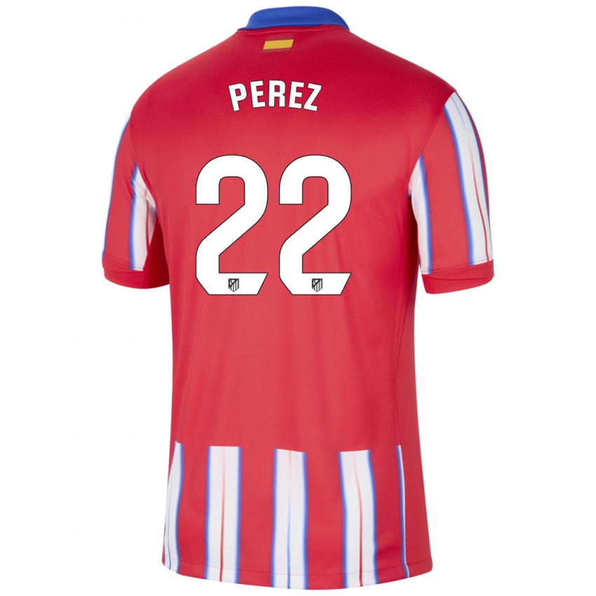 Hombre Camiseta Pablo Perez #22 Rojo Blanco Azul 1ª Equipación 2024/25 La Camisa