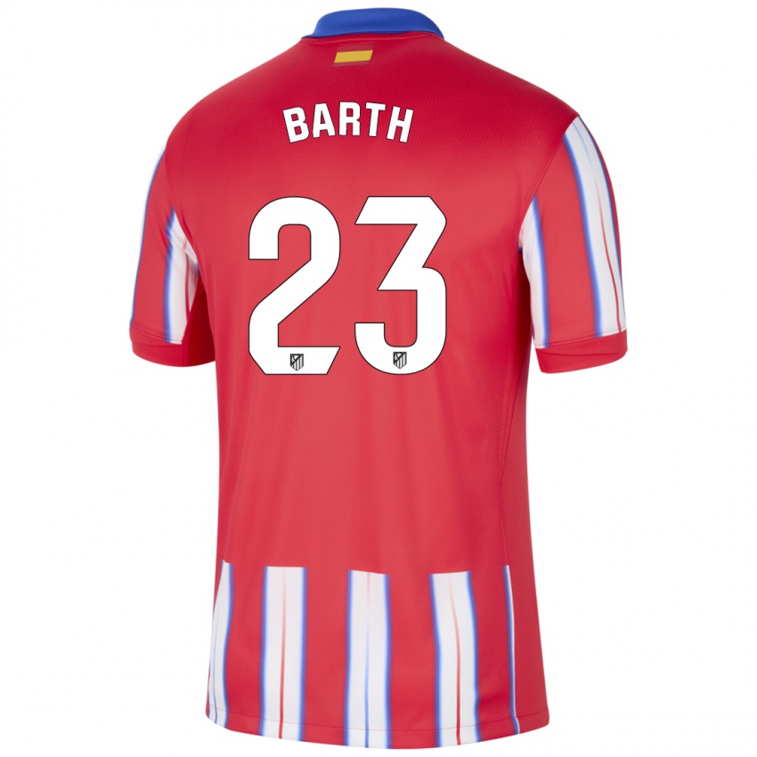 Hombre Camiseta Merle Barth #23 Rojo Blanco Azul 1ª Equipación 2024/25 La Camisa