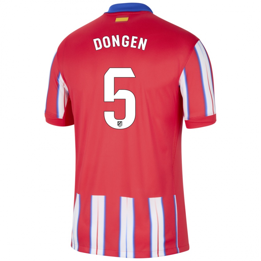 Hombre Camiseta Merel Van Dongen #5 Rojo Blanco Azul 1ª Equipación 2024/25 La Camisa