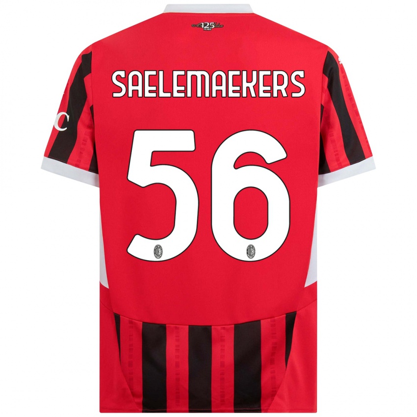 Hombre Camiseta Alexis Saelemaekers #56 Rojo Negro 1ª Equipación 2024/25 La Camisa