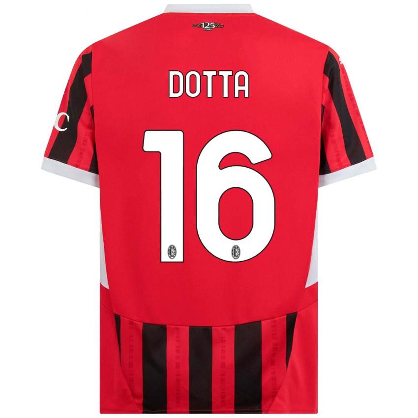 Hombre Camiseta Cristiano Dotta #16 Rojo Negro 1ª Equipación 2024/25 La Camisa