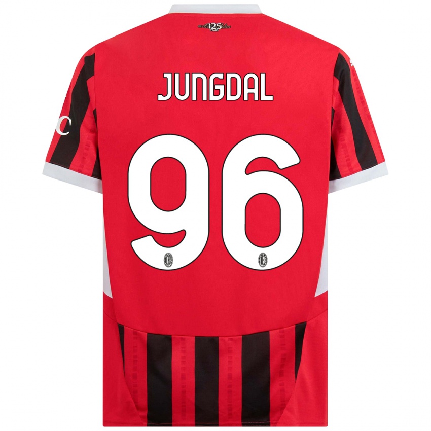 Hombre Camiseta Andreas Jungdal #96 Rojo Negro 1ª Equipación 2024/25 La Camisa